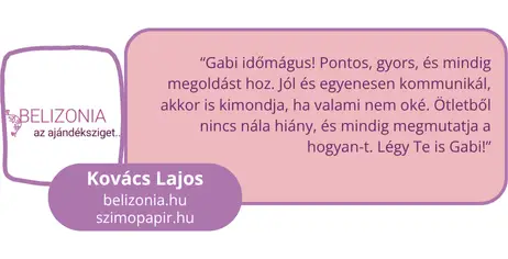 Kovács Lajos véleménye Sinka Gabriella Tímea szolgáltatásairól, együttműködéséről