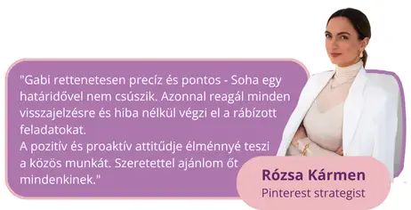 Rózsa Kármen véleménye Sinka Gabriella Tímea szolgáltatásairól, együttműködéséről
