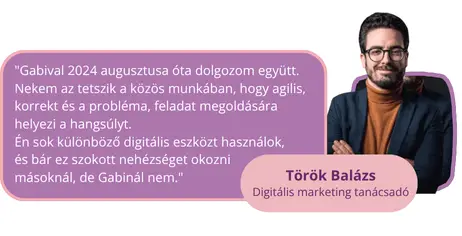Török Balázs véleménye Sinka Gabriella Tímea szolgáltatásairól, együttműködéséről